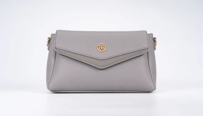 Small Leather Crossbody Bag - Gray